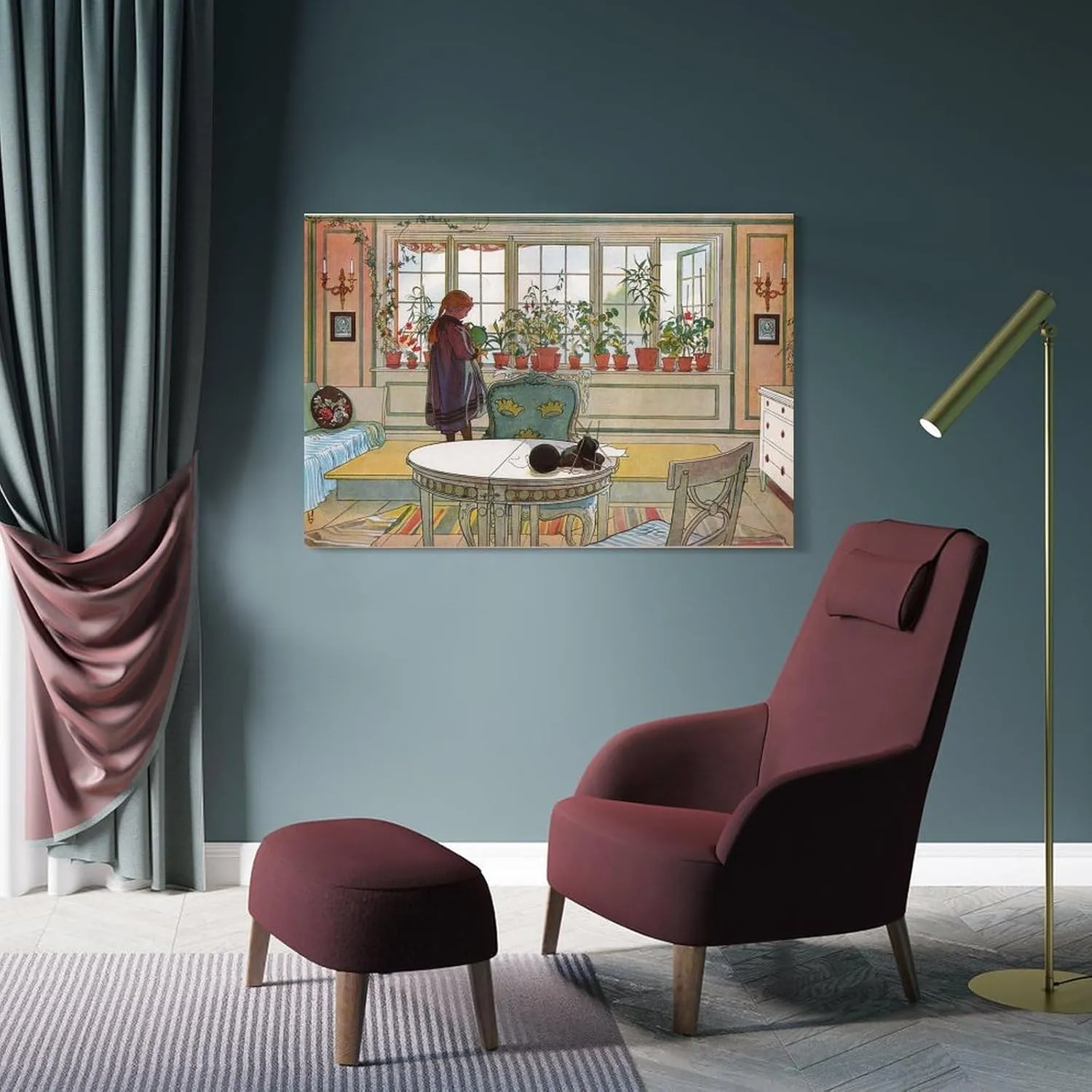 Carl Larsson Prints 《Flowers On The Windowsill》 Wall Art Poster Picture Frame Print Canvas Poster Wall Paint Art Posters Decor Modern Home 24x36inch(60x90cm)