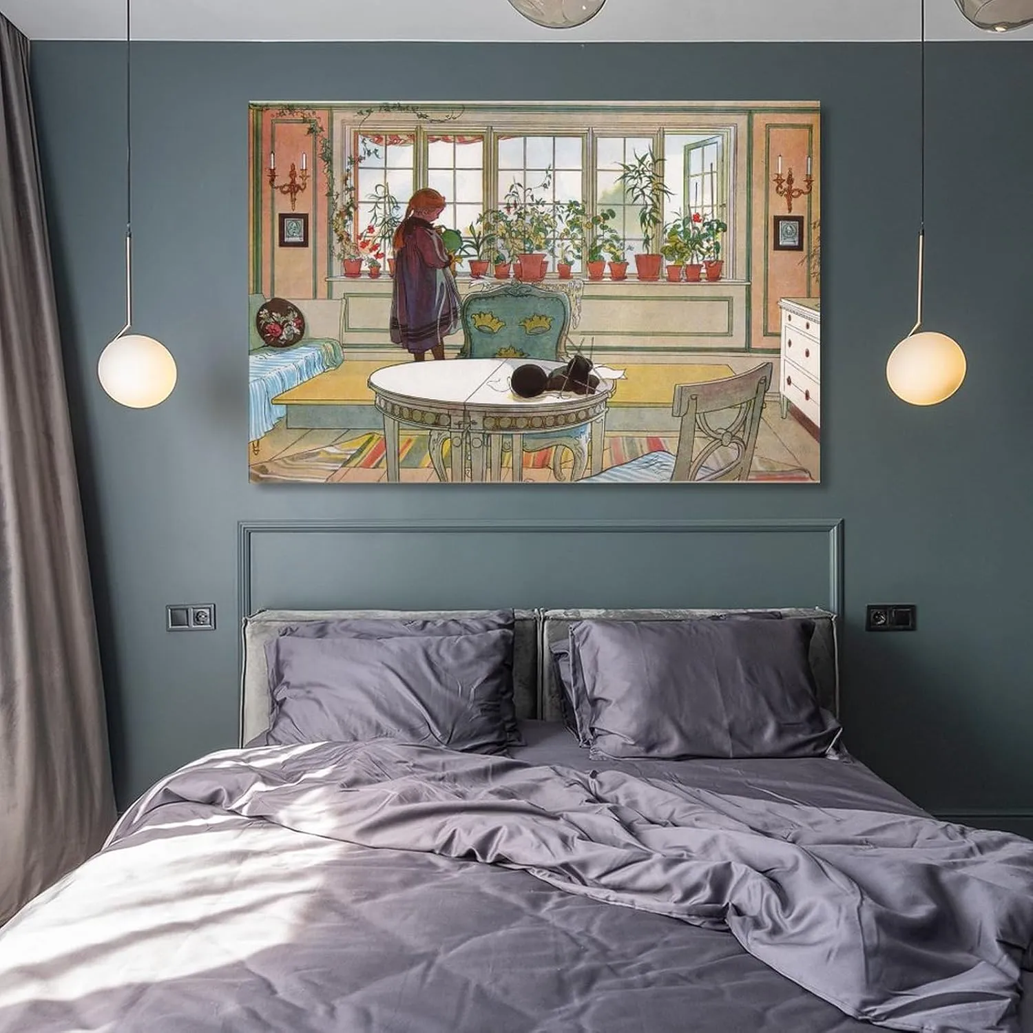 Carl Larsson Prints 《Flowers On The Windowsill》 Wall Art Poster Picture Frame Print Canvas Poster Wall Paint Art Posters Decor Modern Home 24x36inch(60x90cm)