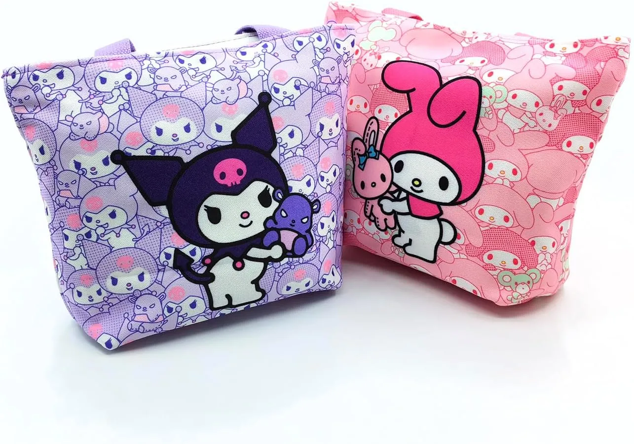 Cartoon Canvas Tote Bag Small Size Grocery Bag Cute for Girls Women Cellphone Purse Reusable Casual Shopping Handbag