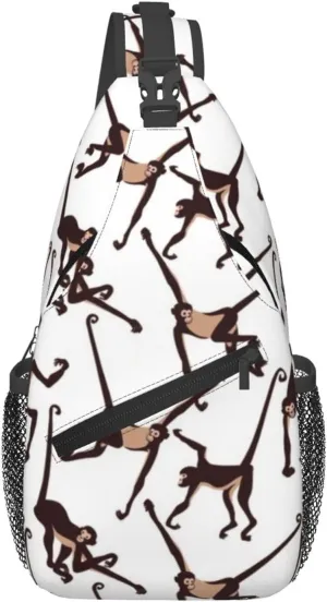Cartoon Spider Monkey Men'S Chest Bag Sling Backpack Crossbody Shoulder Bag Travel Hiking Daypack