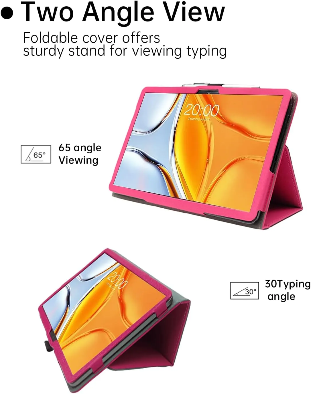 Case for Teclast T70 14.1-inch Android 14 Tablet 2024 Release,WUNIAK Premium Leather Business Folio Stand Cover with Hand Strap for Tablet，Rose Red.