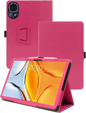Case for Teclast T70 14.1-inch Android 14 Tablet 2024 Release,WUNIAK Premium Leather Business Folio Stand Cover with Hand Strap for Tablet，Rose Red.