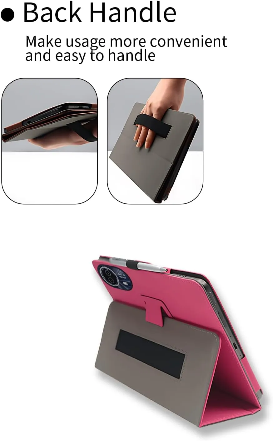 Case for Teclast T70 14.1-inch Android 14 Tablet 2024 Release,WUNIAK Premium Leather Business Folio Stand Cover with Hand Strap for Tablet，Rose Red.