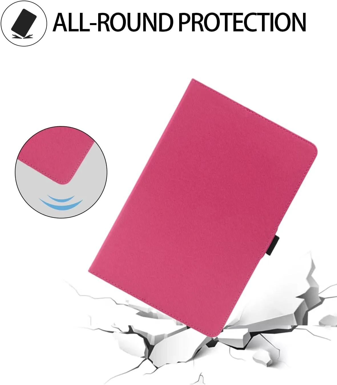 Case for Teclast T70 14.1-inch Android 14 Tablet 2024 Release,WUNIAK Premium Leather Business Folio Stand Cover with Hand Strap for Tablet，Rose Red.