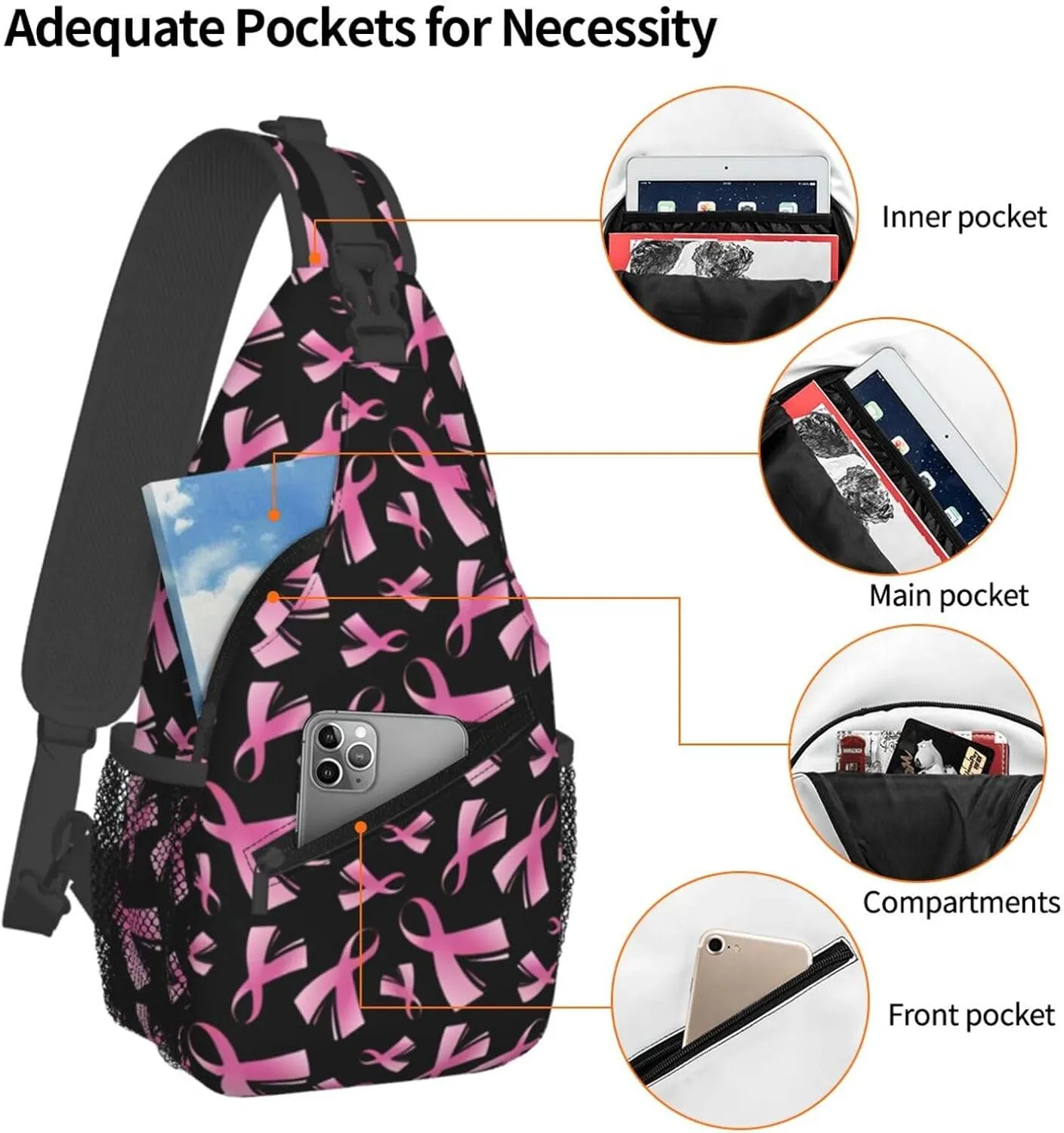 Cash US Dollar Sling Bag Adjustable Crossbody Bag Casual Chest Bags Travel Shoulder Backpack For Women Men