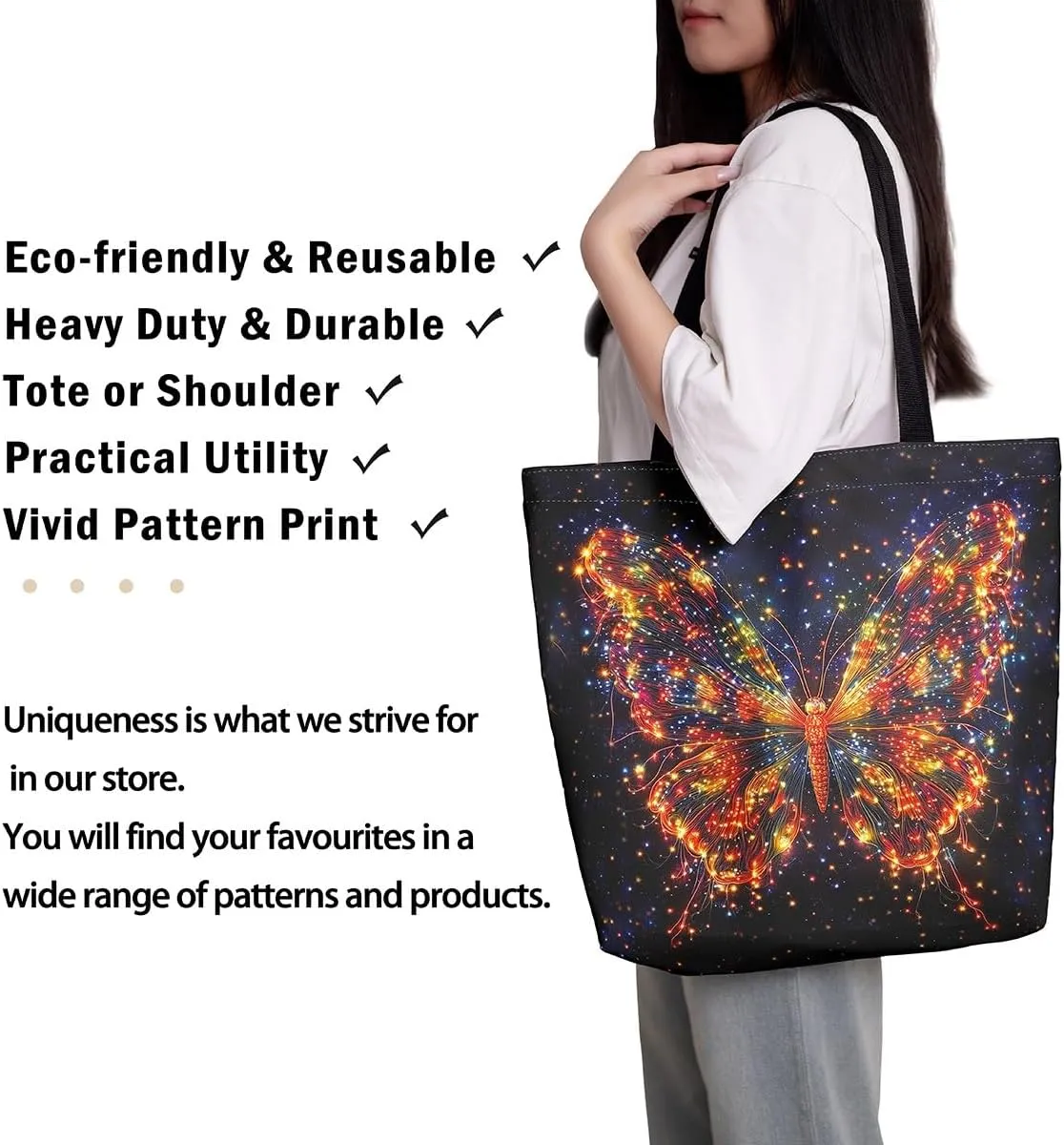 Castle Fairy Ballet Bowknot Canvas Tote Bag Aesthetic for Women,Cowboy Reusable Grocery Handbag