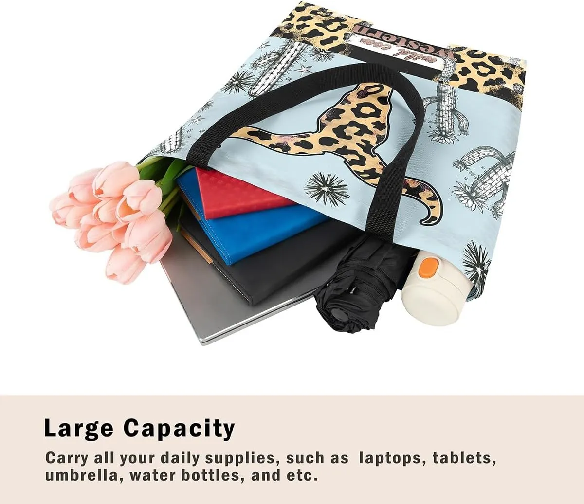 Castle Fairy Southwestern Cow Skull Canvas Tote Bag for Adults Retro Tribal Boho Aesthetic Shoulder Handbag for Shopping Gym
