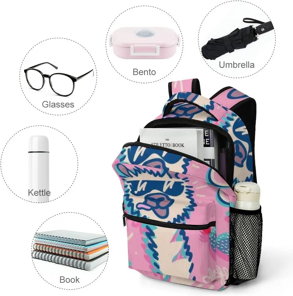 Casual Daypacks Backpacks Laptop Backpack Cool Dog Colorful Cactus Work Bussiness School Students Bookbag Travel Hiking Gym Bags Waterproof Lightweight Women Men