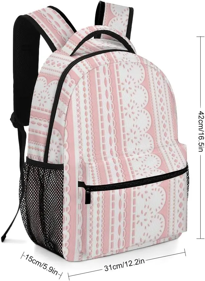 Casual Daypacks Backpacks Laptop Backpack Hollow Lace Pink Work Bussiness School Students Bookbag Travel Hiking Gym Bags Waterproof Lightweight Women Men