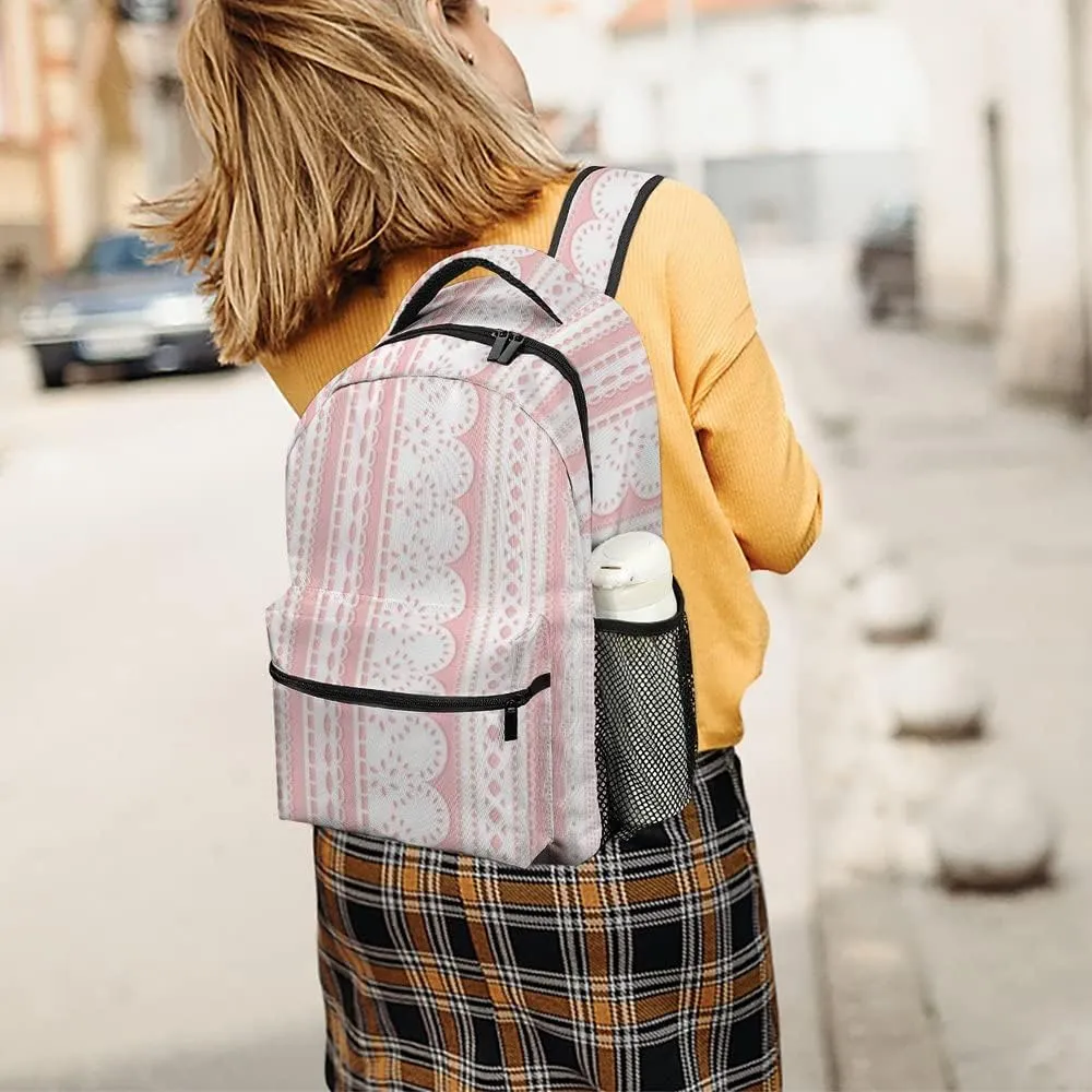 Casual Daypacks Backpacks Laptop Backpack Hollow Lace Pink Work Bussiness School Students Bookbag Travel Hiking Gym Bags Waterproof Lightweight Women Men