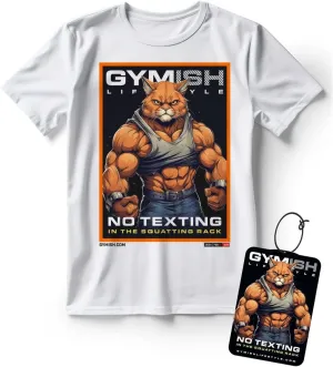 Cat No Texting Workout Gym Shirt for Men with Air Freshener Gift Set