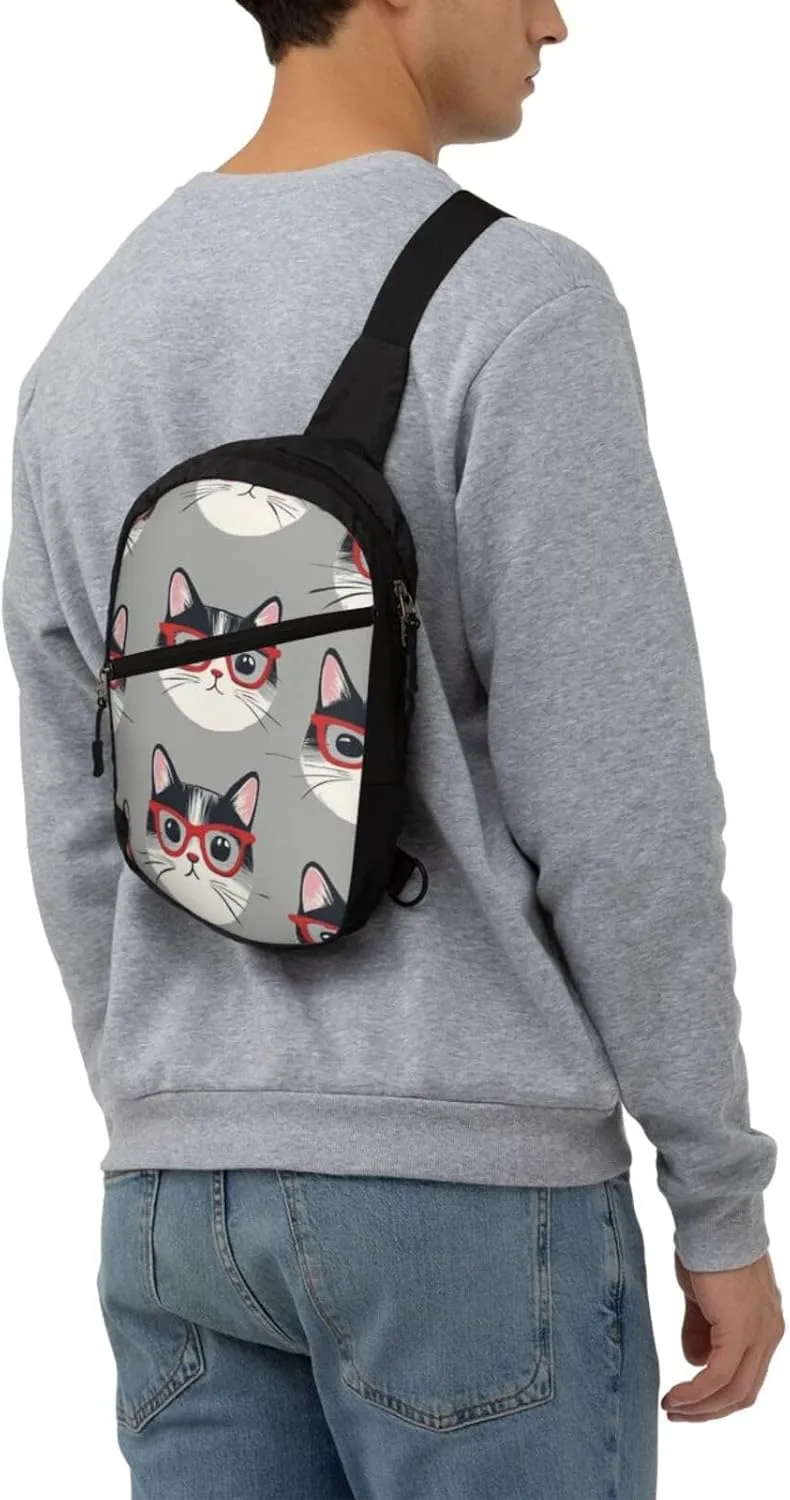 Cat Print Crossbody Bags For Women, Sling Bag For Men, Hiking Backpack Lightweight For Casual Outdoor Travel