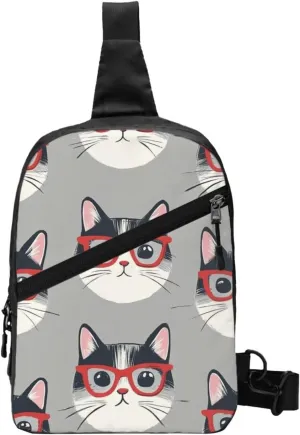 Cat Print Crossbody Bags For Women, Sling Bag For Men, Hiking Backpack Lightweight For Casual Outdoor Travel