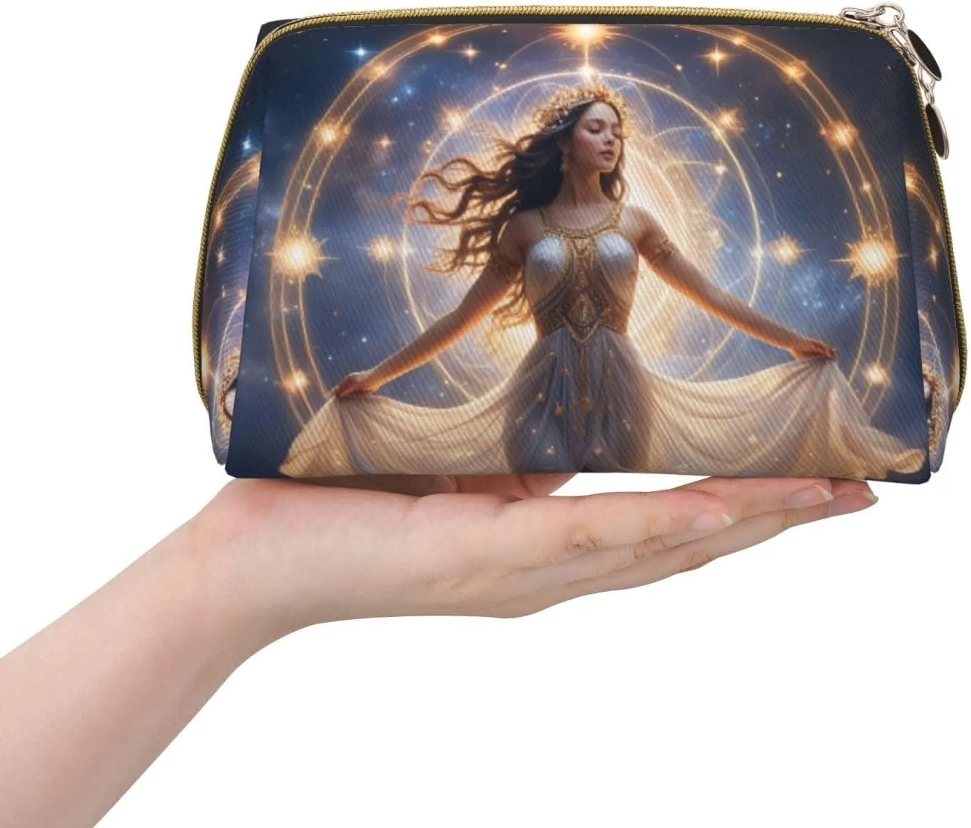 Celestial Dance Printed Small Makeup Bag,Travel Cosmetic Bag Purse with Zipper,Water-resistant Makeup Organizer Bag for Women