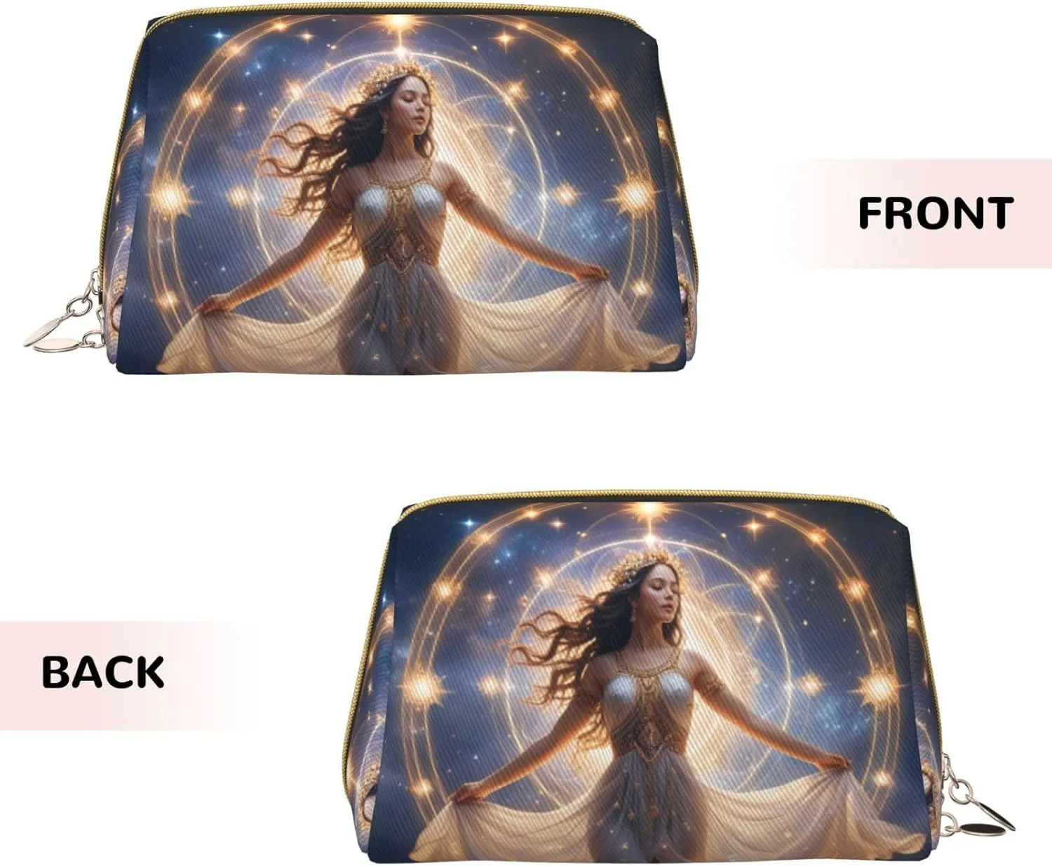 Celestial Dance Printed Small Makeup Bag,Travel Cosmetic Bag Purse with Zipper,Water-resistant Makeup Organizer Bag for Women