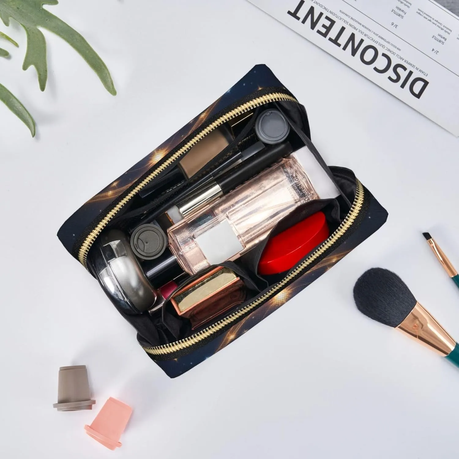Celestial Dance Printed Small Makeup Bag,Travel Cosmetic Bag Purse with Zipper,Water-resistant Makeup Organizer Bag for Women