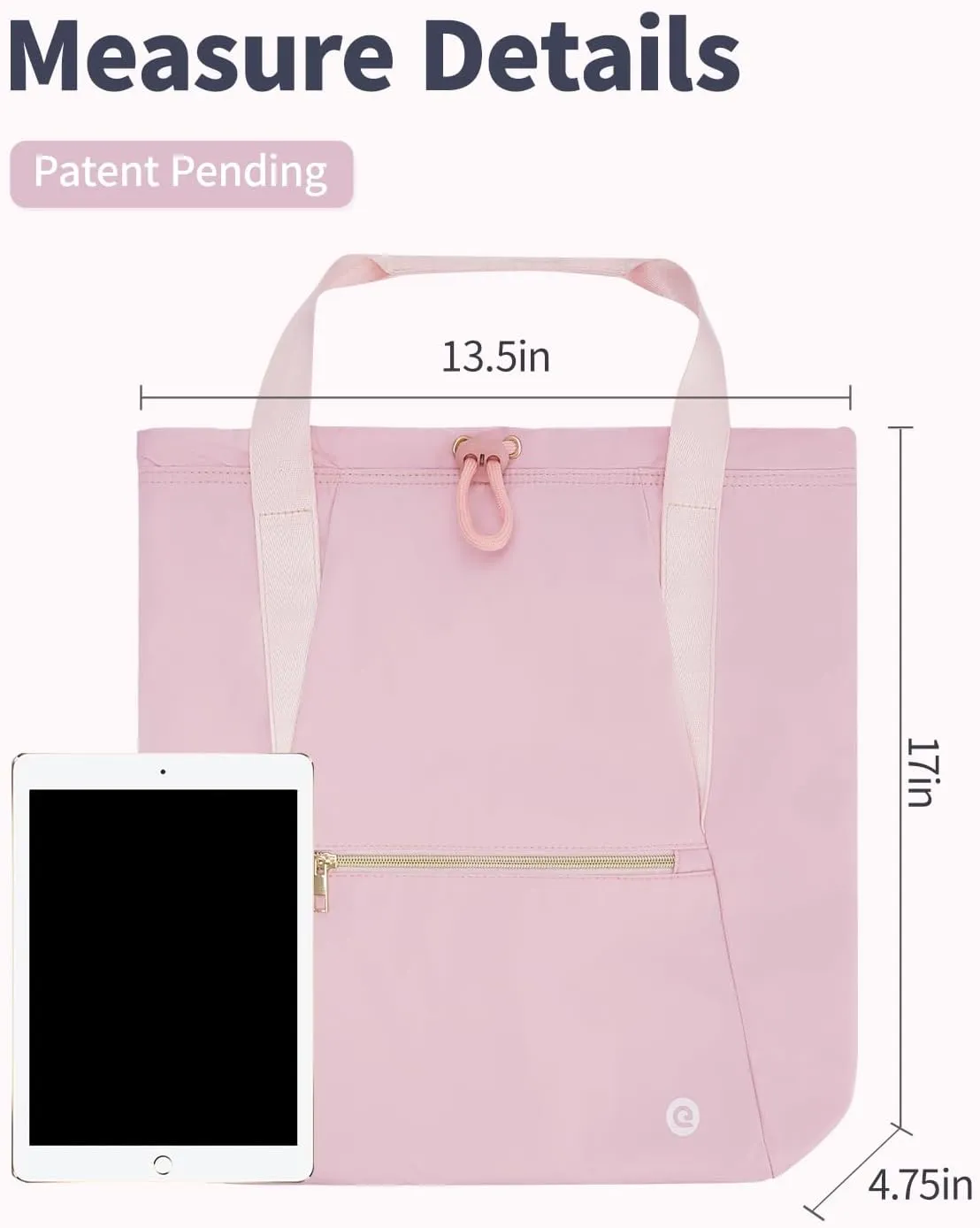 Ceneda Drawstring Backpack String Bag for Women Men Water Resistant Drawstring Bags Gym Sack with Two Zipper Pockets Sports Gym Bag (Pink)