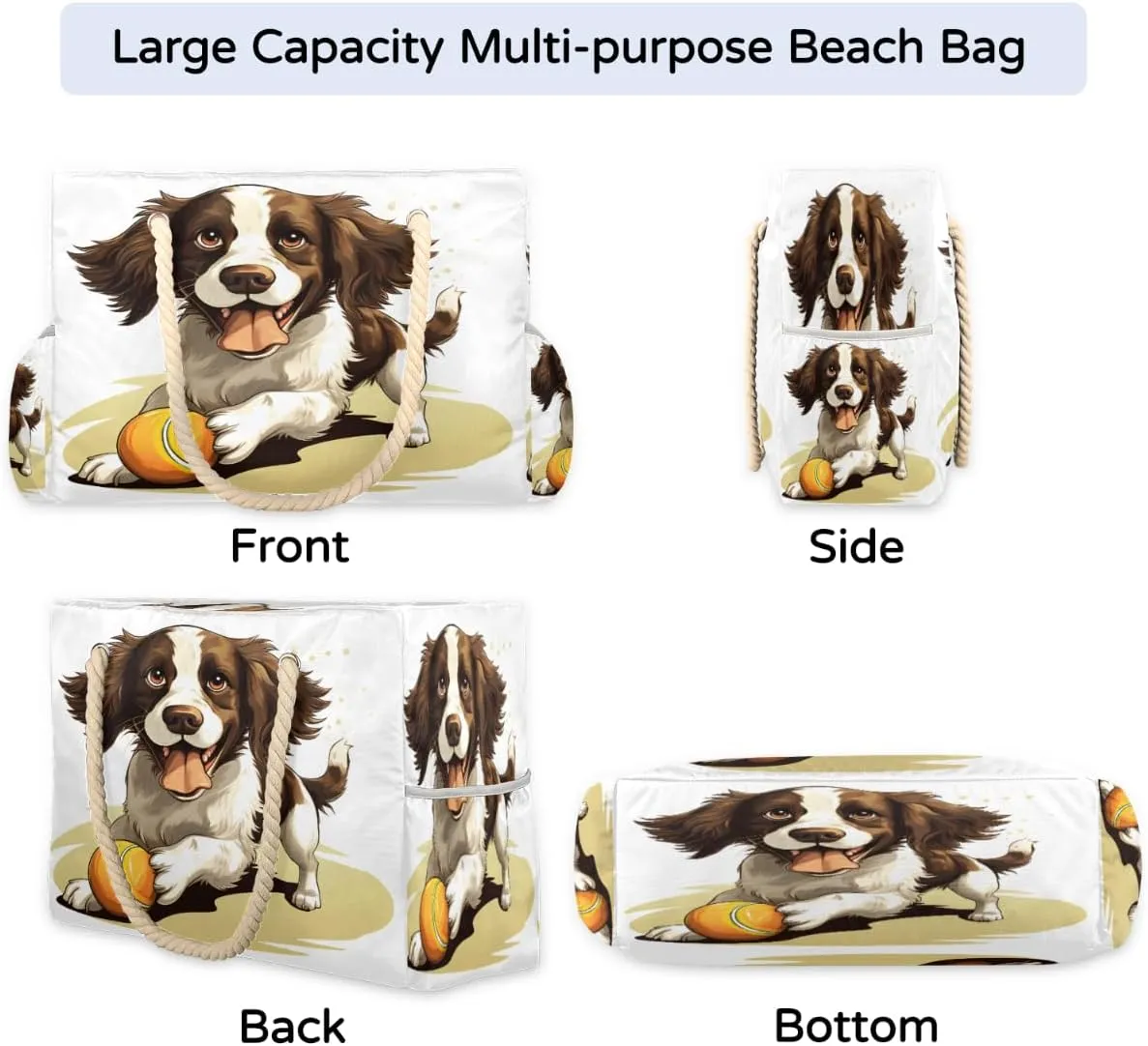 cfpolar Large Beach Bag, Waterproof Sandproof Beach Tote Bag with Zipper
