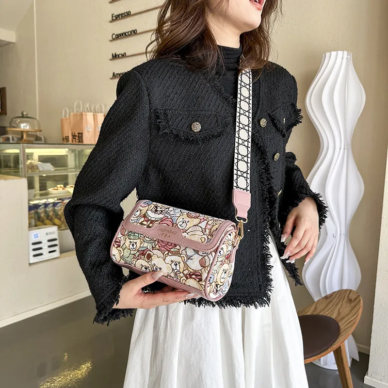 Charming Women's Bear Embroidery Mobile Elegant Crossbody Bags