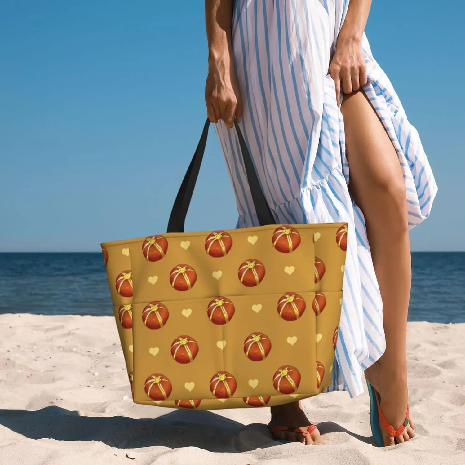 Cherry Cake Spacious Large Capacity Beach Travel Bag - Foldable Beach Bag Tote Bag With Zipper