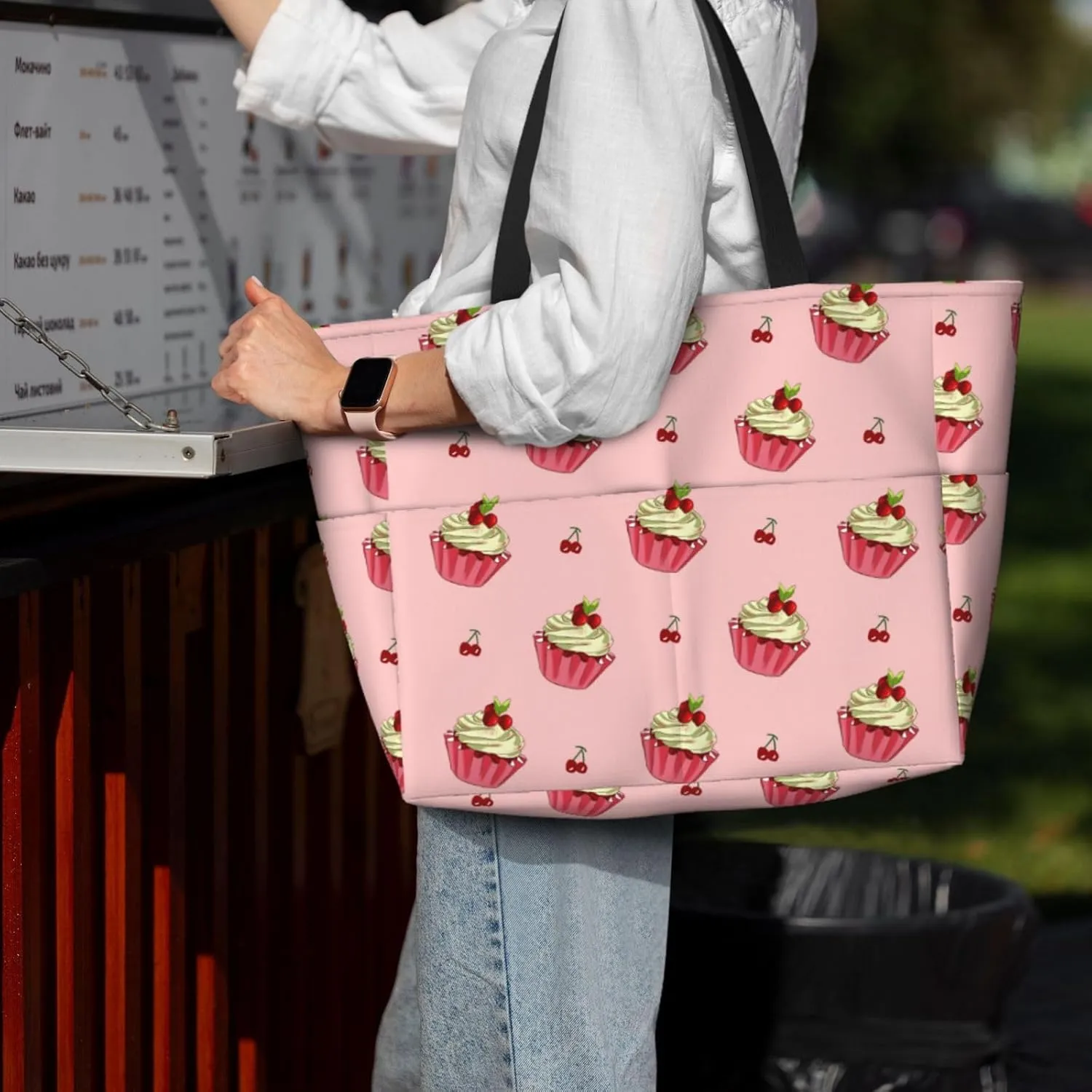 Cherry Cake Spacious Large Capacity Beach Travel Bag - Foldable Beach Bag Tote Bag With Zipper