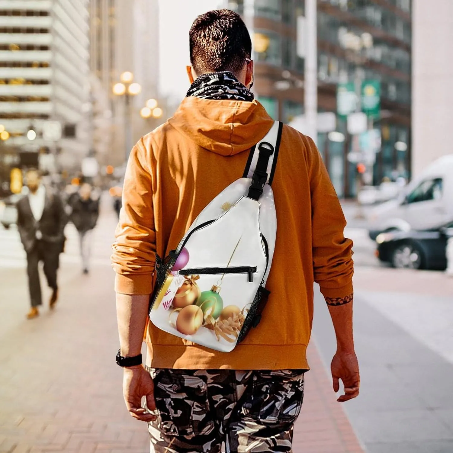 Chest Bag Sling Bag for Men Women Christmas Wishes Sport Sling Backpack Lightweight Shoulder Bag for Travel, 38x20cm