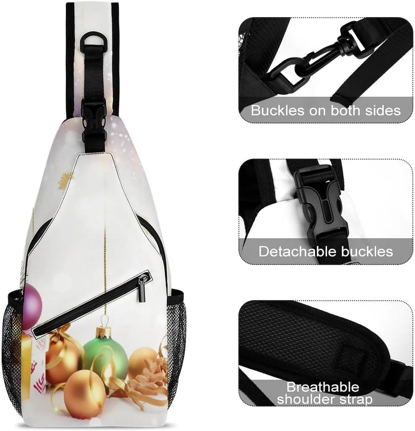 Chest Bag Sling Bag for Men Women Christmas Wishes Sport Sling Backpack Lightweight Shoulder Bag for Travel, 38x20cm