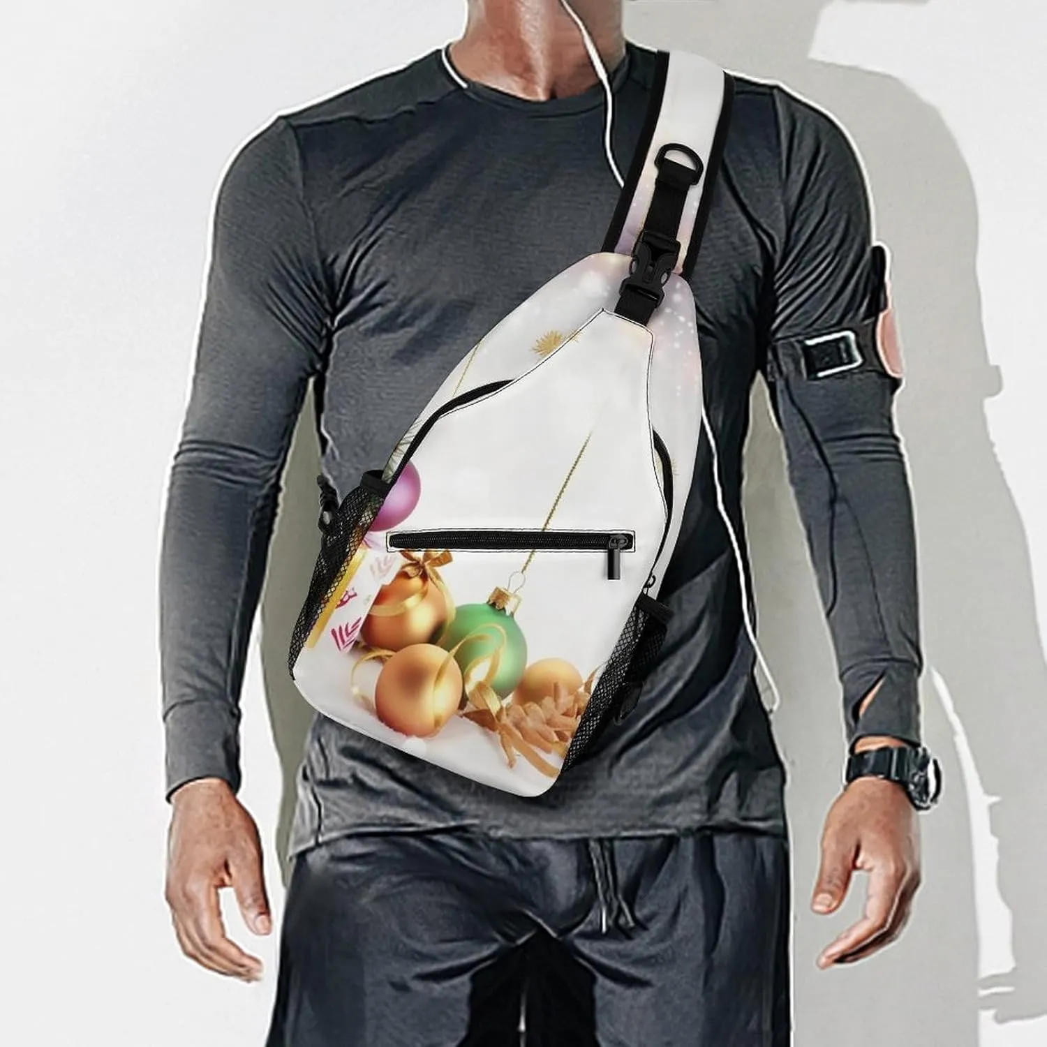 Chest Bag Sling Bag for Men Women Christmas Wishes Sport Sling Backpack Lightweight Shoulder Bag for Travel, 38x20cm