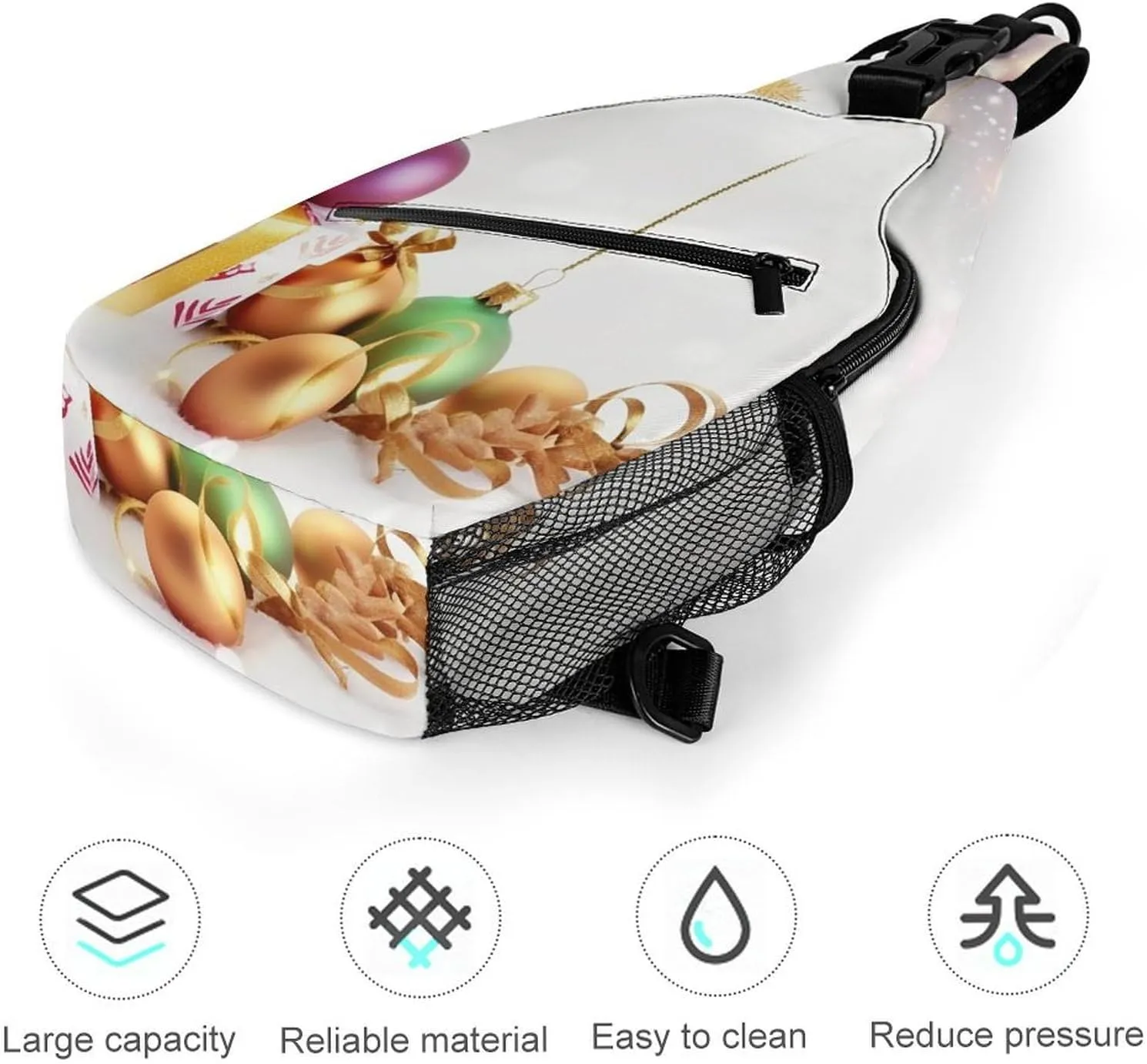 Chest Bag Sling Bag for Men Women Christmas Wishes Sport Sling Backpack Lightweight Shoulder Bag for Travel, 38x20cm