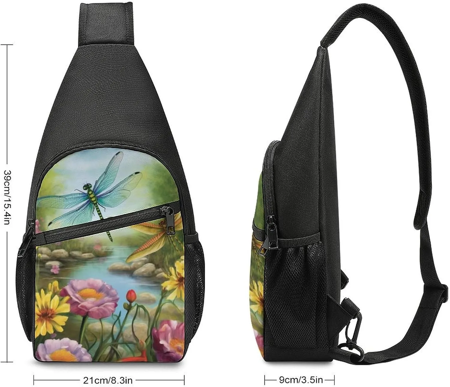 Chest Bag Sling Bag for Men Women Dragonfly Garden Spring Sport Sling Backpack Lightweight Shoulder Bag for Travel