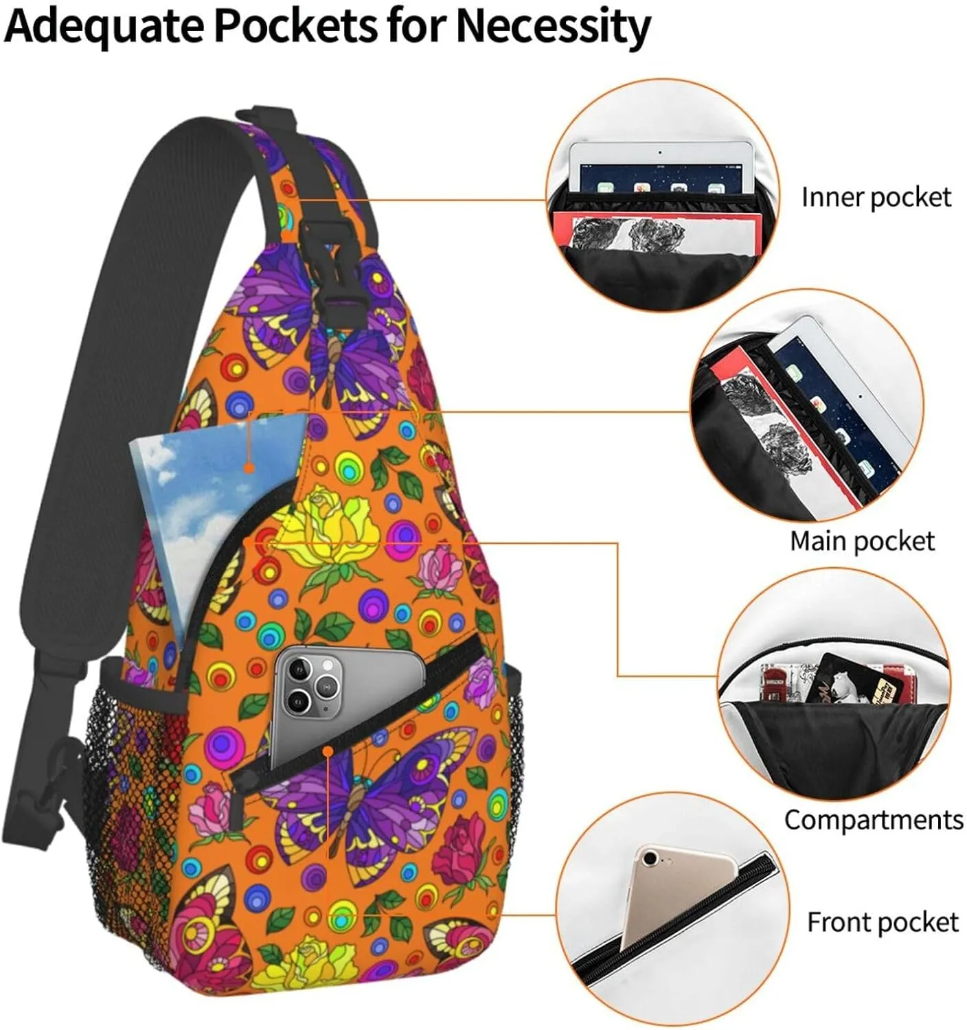 Chest Sling Bag Crossbody Shoulder Backpack Bag Gym Cycling Travel Hiking Daypack Cross Bag