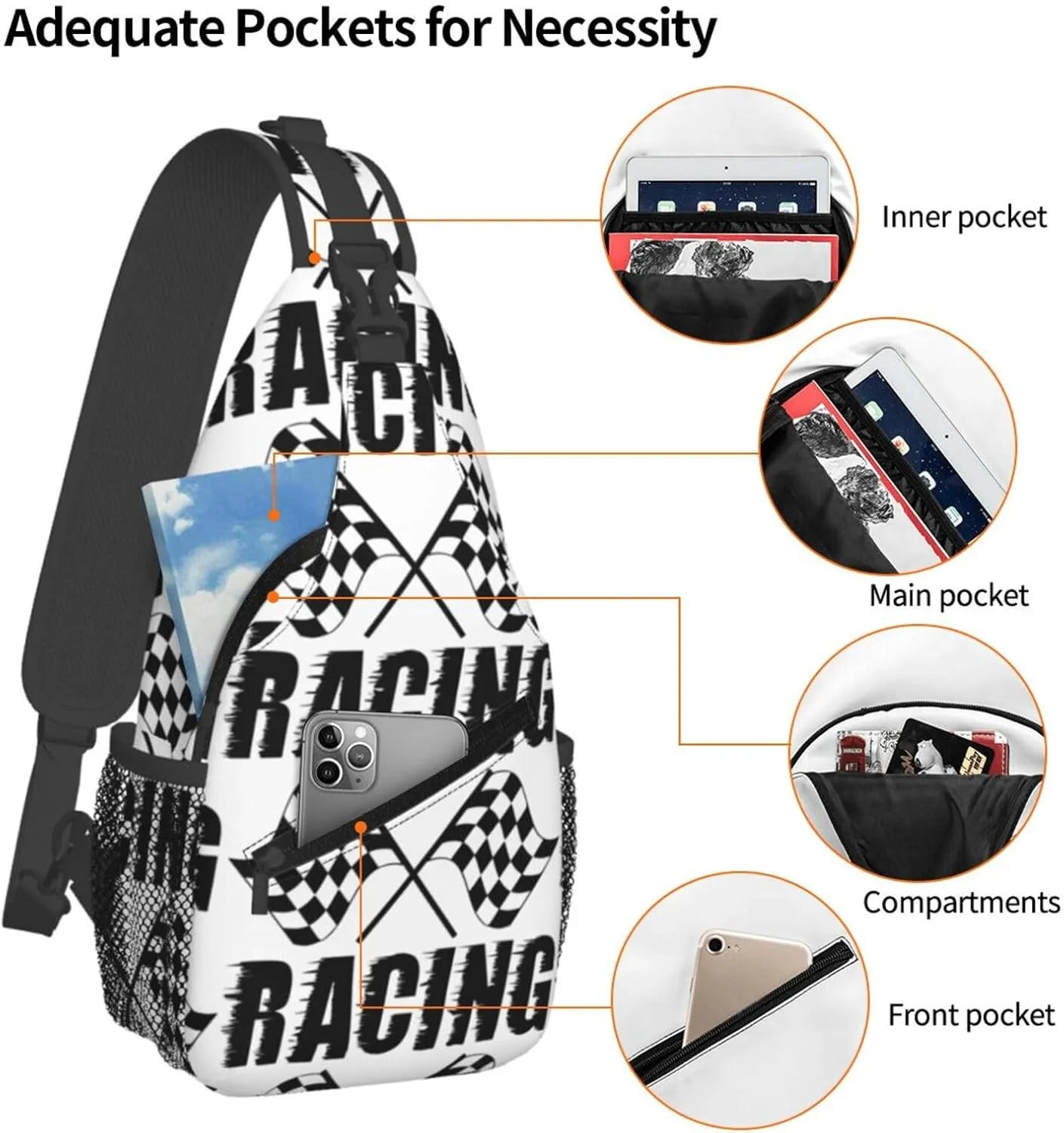 Chest Sling Bag Crossbody Shoulder Backpack Bag Gym Cycling Travel Hiking Daypack Cross Bag
