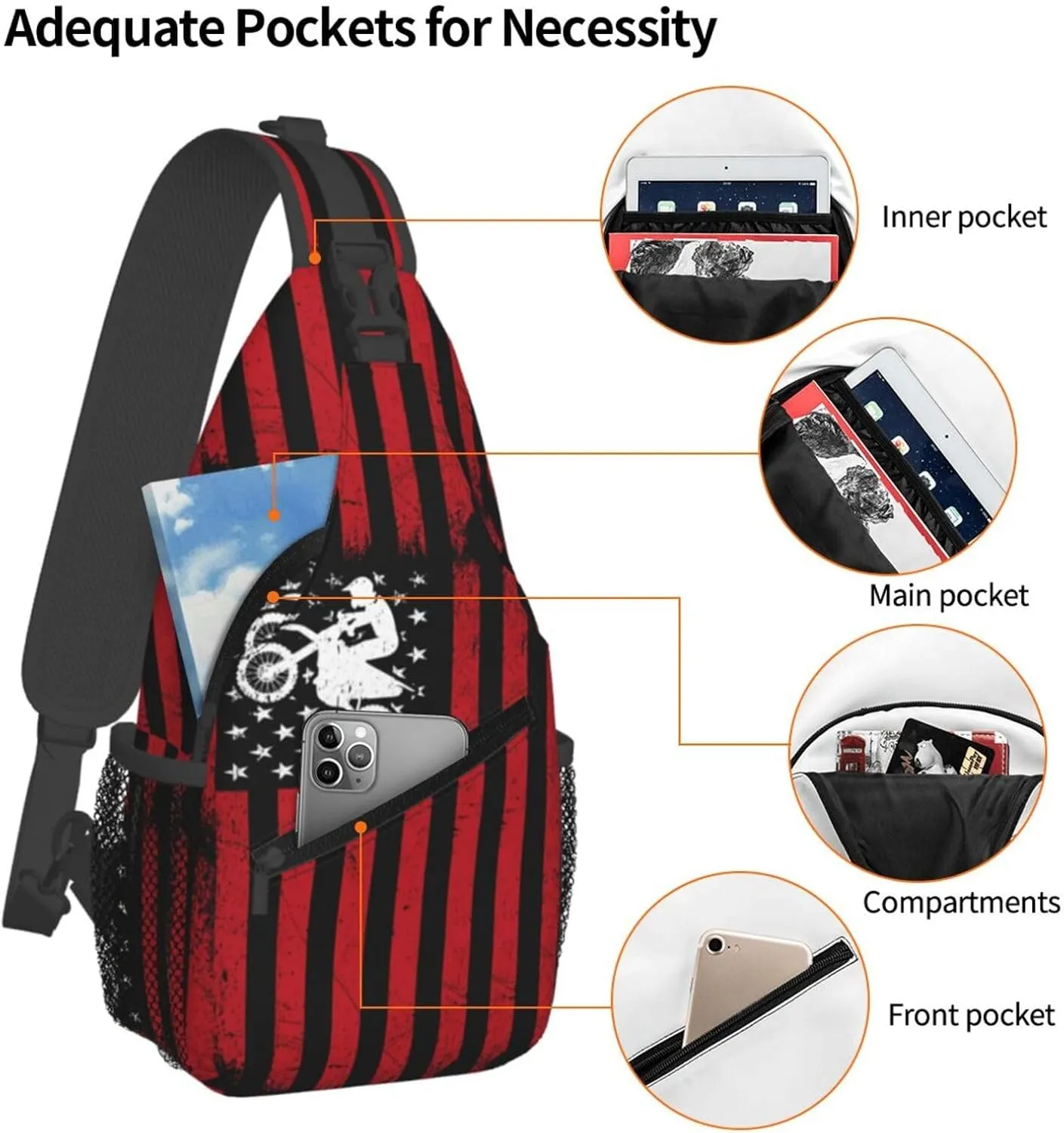 Chest Sling Bag Crossbody Shoulder Backpack Bag Gym Cycling Travel Hiking Daypack Cross Bag