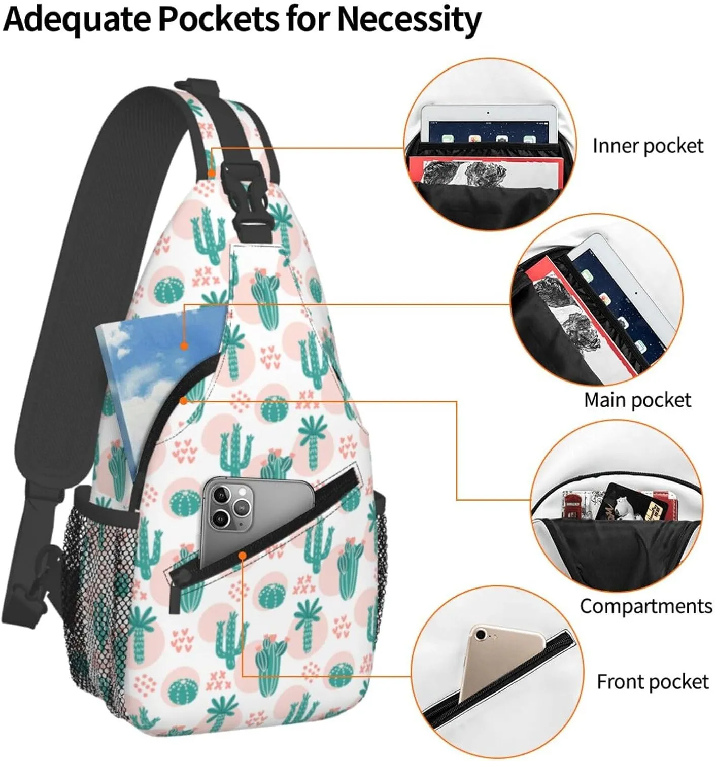 Chest Sling Bag Crossbody Shoulder Backpack Bag Gym Cycling Travel Hiking Daypack Cross Bag