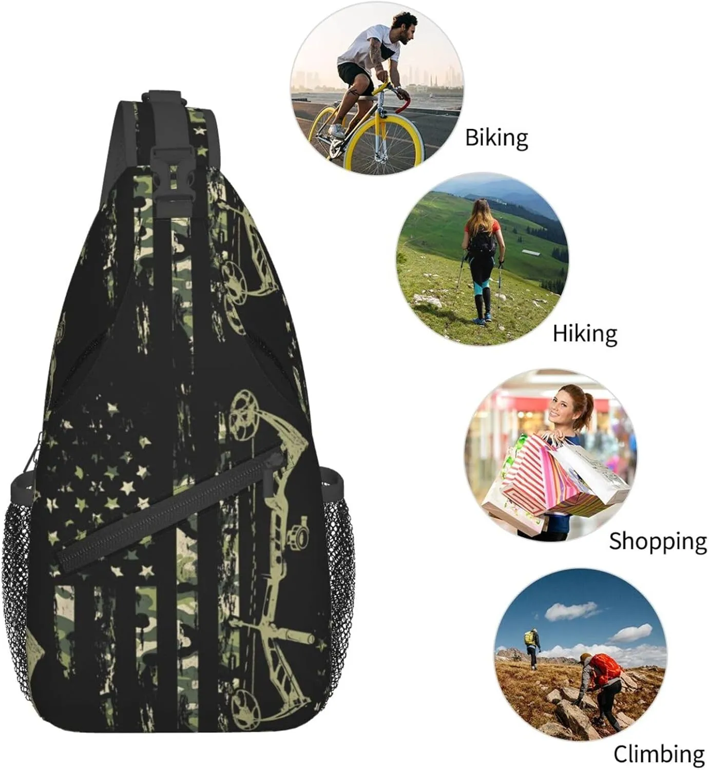 Chest Sling Bag Crossbody Shoulder Backpack Bag Gym Cycling Travel Hiking Daypack Cross Bag