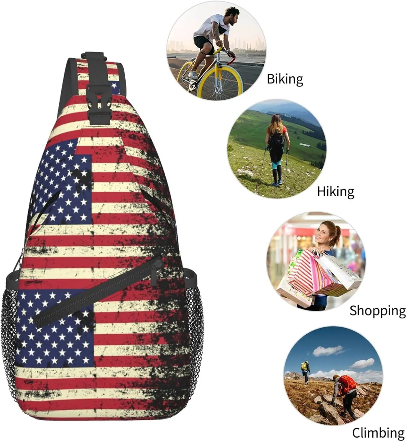 Chest Sling Bag Crossbody Shoulder Backpack Bag Gym Cycling Travel Hiking Daypack Cross Bag
