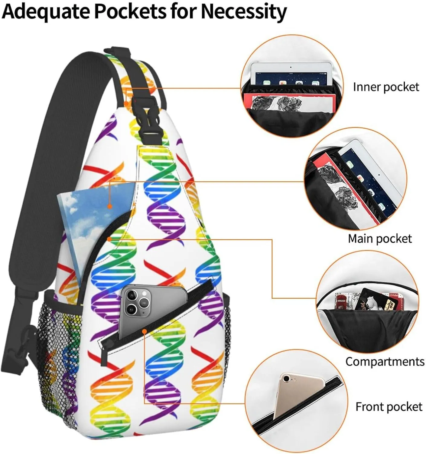 Chest Sling Bag Crossbody Shoulder Backpack Bag Gym Cycling Travel Hiking Daypack Cross Bag