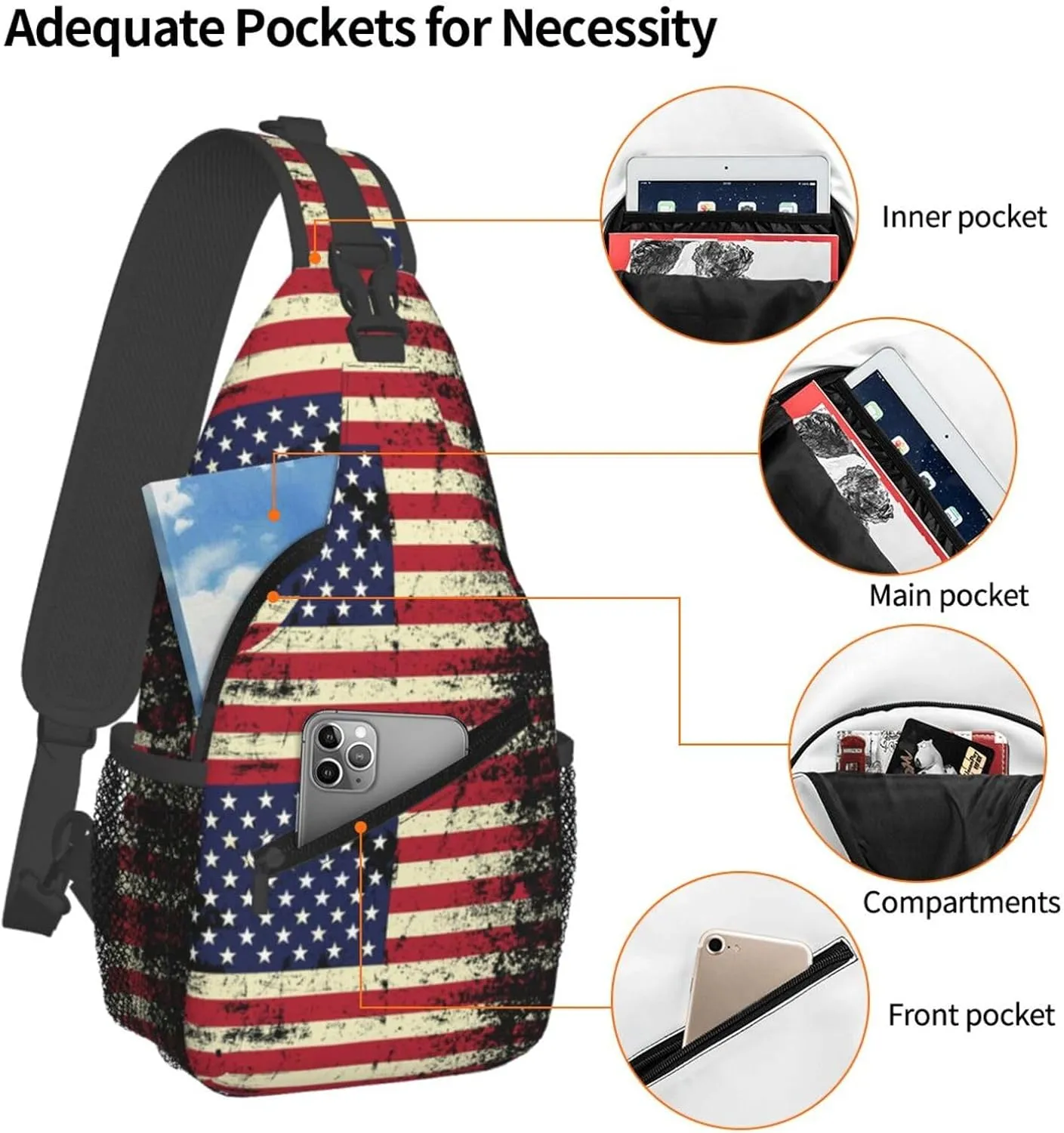 Chest Sling Bag Crossbody Shoulder Backpack Bag Gym Cycling Travel Hiking Daypack Cross Bag