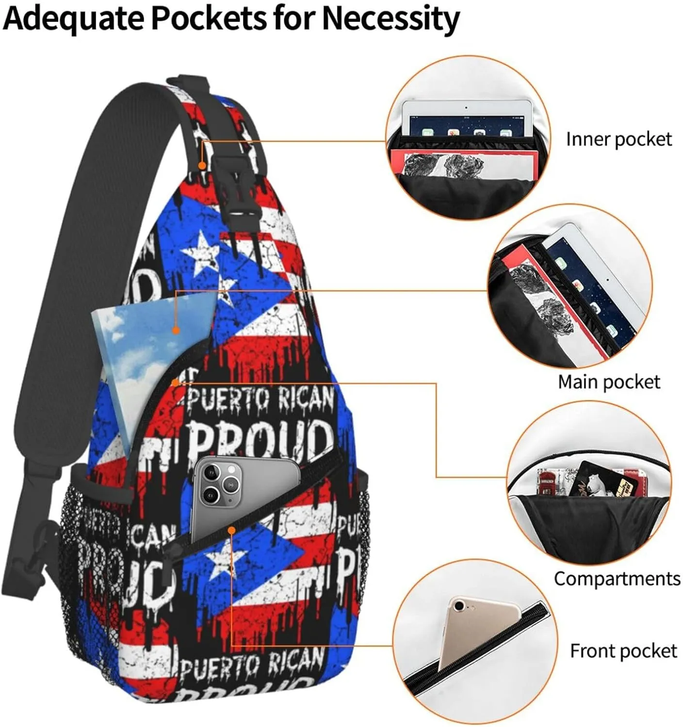 Chest Sling Bag Crossbody Shoulder Backpack Bag Gym Cycling Travel Hiking Daypack Cross Bag