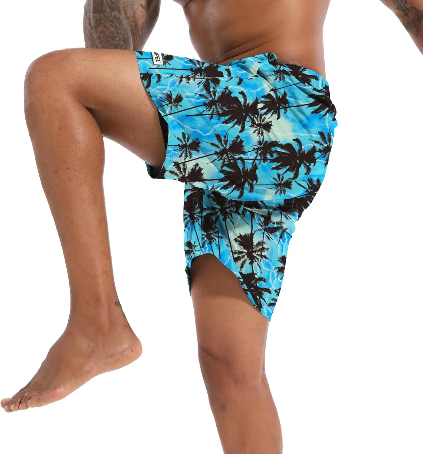 CHEXPEL Men's Swim Trunks Quick Dry Beach Shorts with Pockets and Compression Liner 7 Inch Inseam Bathing Suits