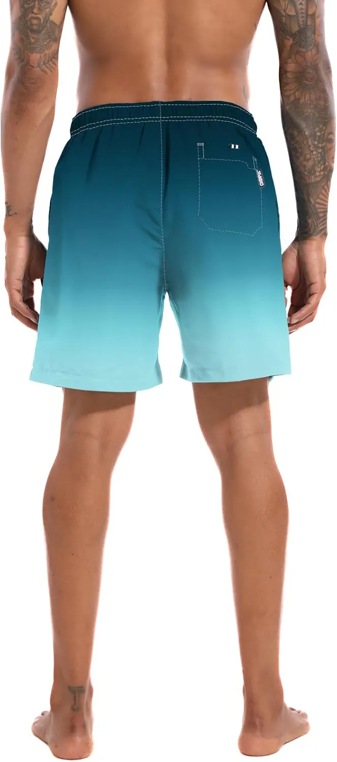CHEXPEL Men's Swim Trunks Quick Dry Beach Shorts with Pockets and Compression Liner 7 Inch Inseam Bathing Suits