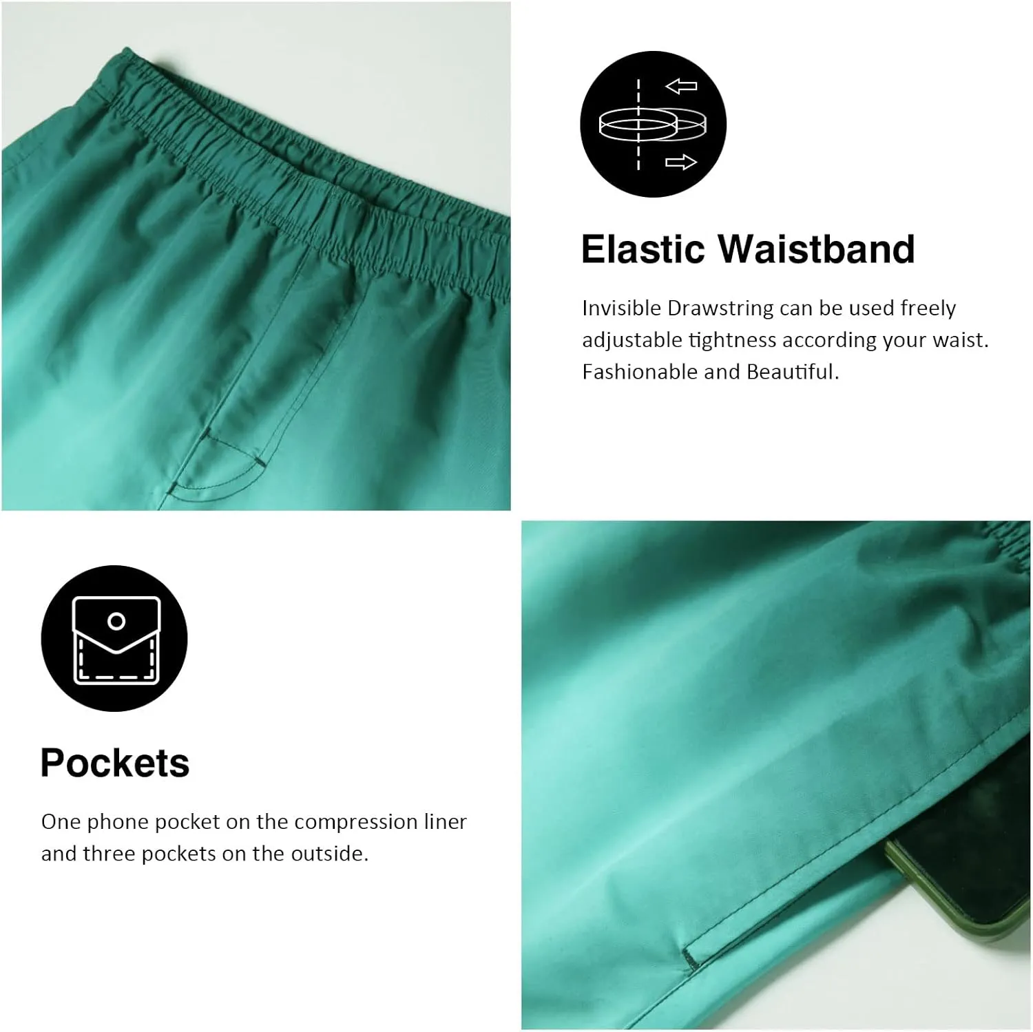 CHEXPEL Men's Swim Trunks Quick Dry Beach Shorts with Pockets and Compression Liner 7 Inch Inseam Bathing Suits