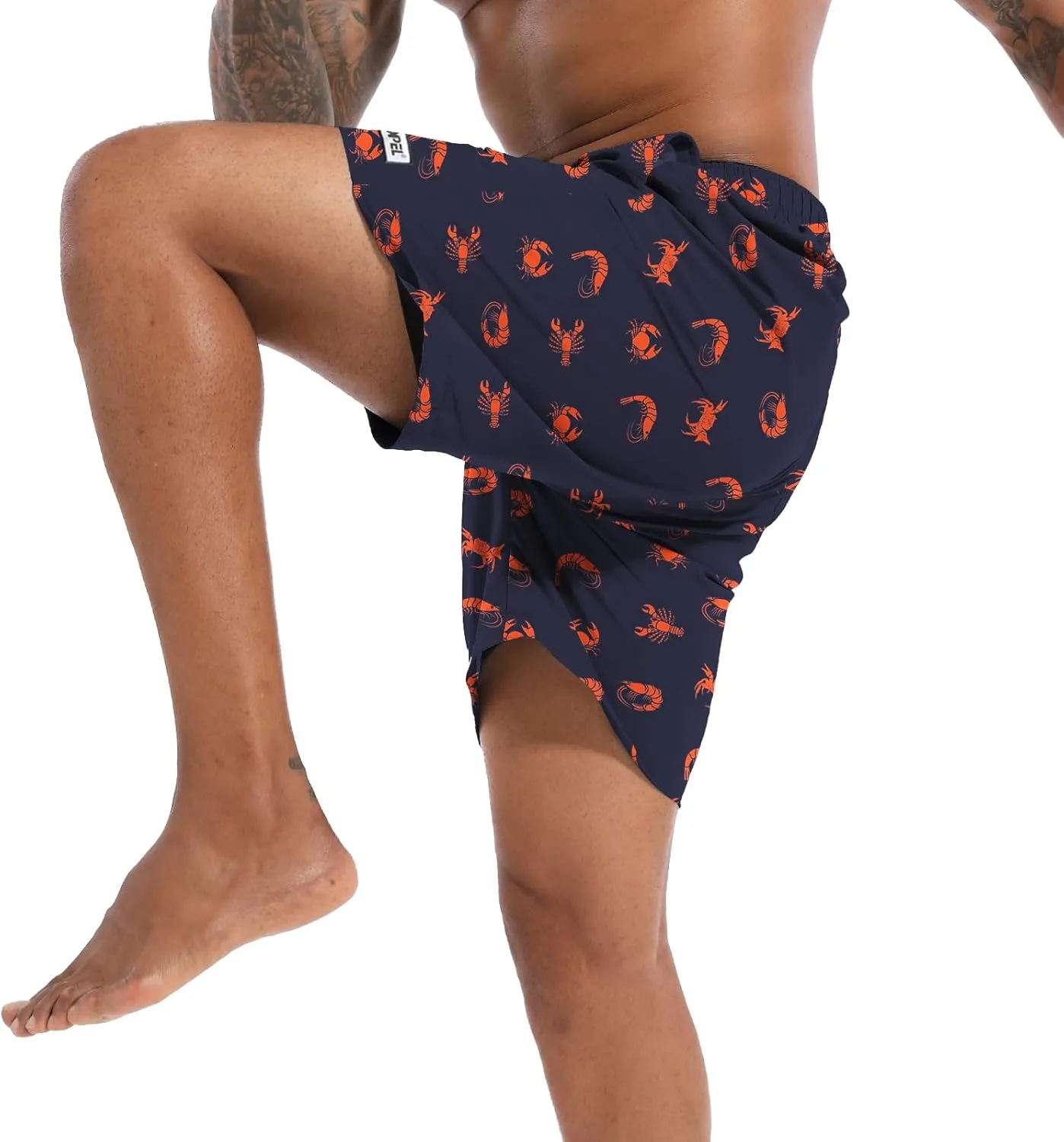 CHEXPEL Men's Swim Trunks Quick Dry Beach Shorts with Pockets and Compression Liner 7 Inch Inseam Bathing Suits