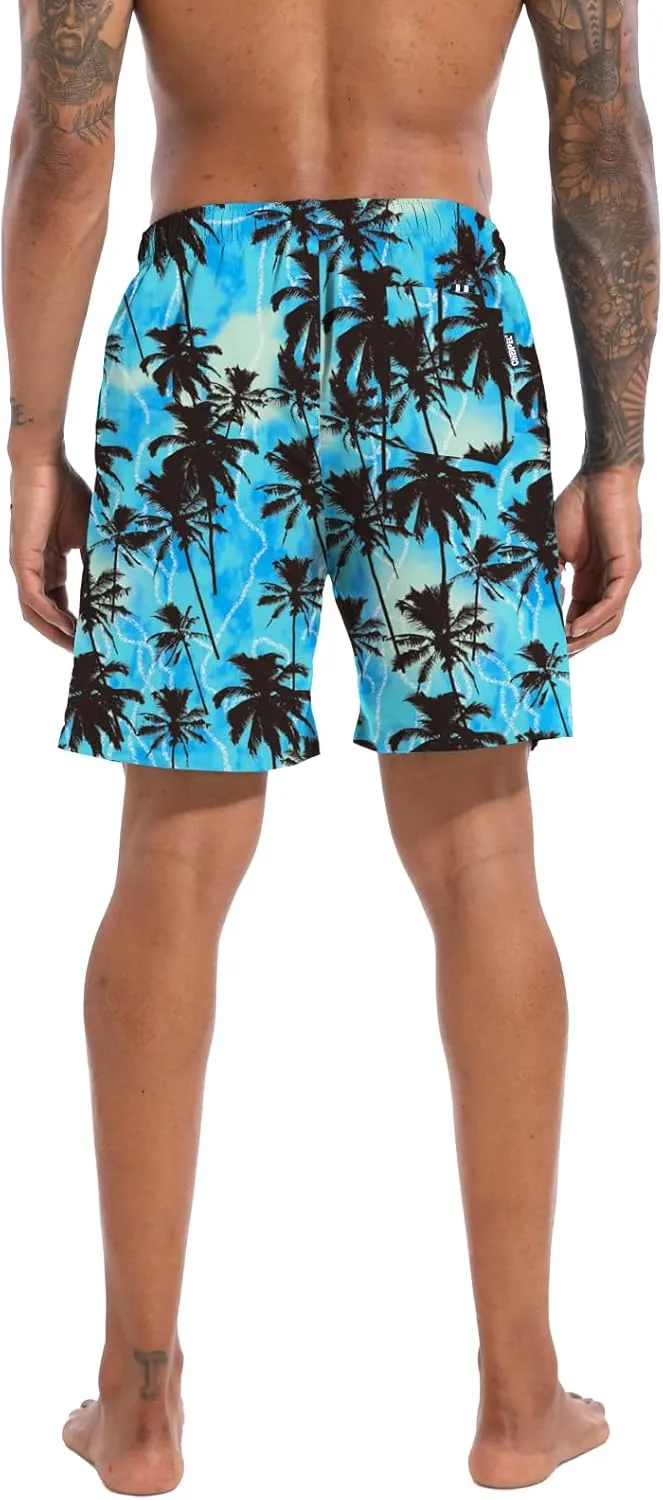 CHEXPEL Men's Swim Trunks Quick Dry Beach Shorts with Pockets and Compression Liner 7 Inch Inseam Bathing Suits