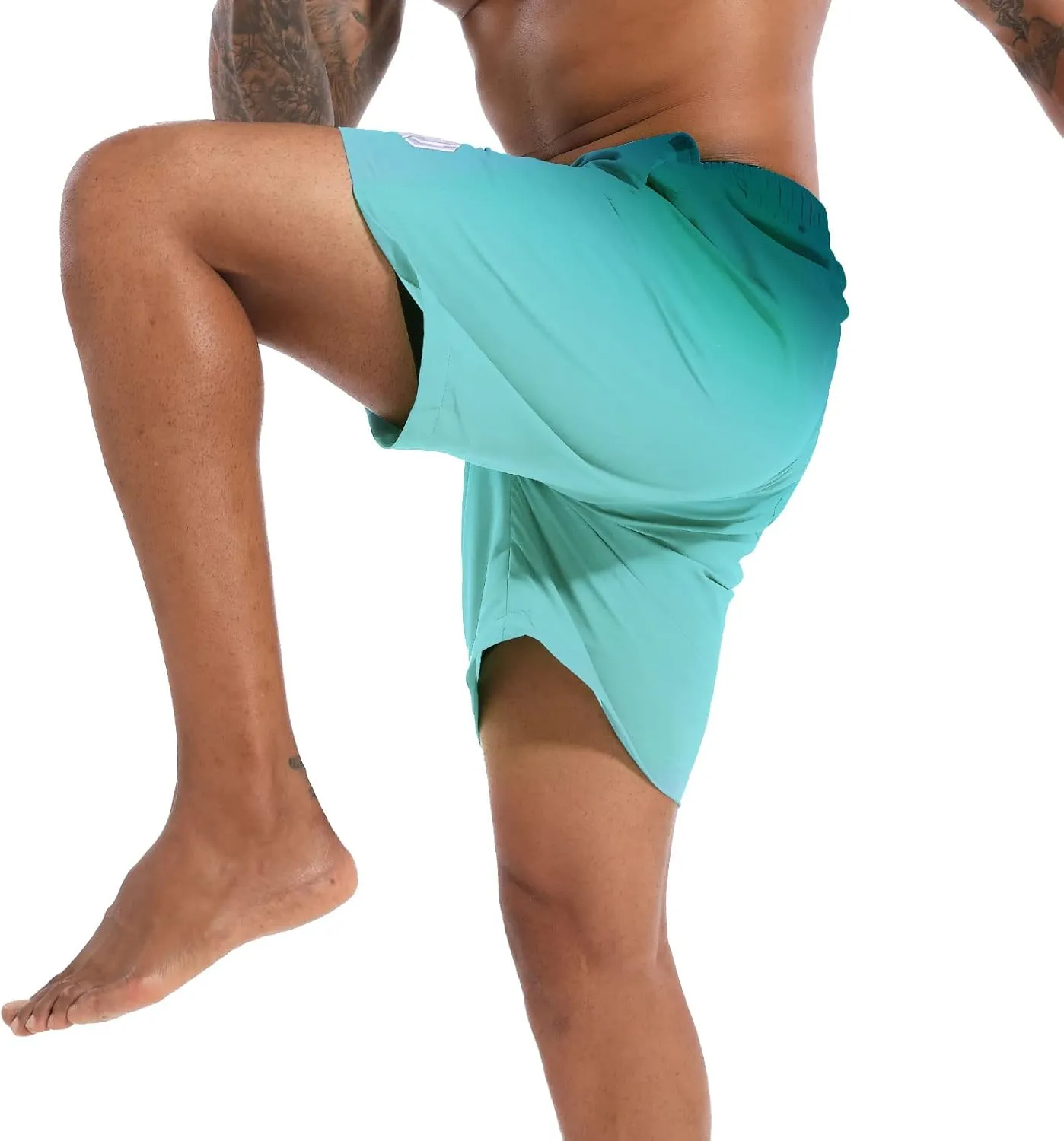 CHEXPEL Men's Swim Trunks Quick Dry Beach Shorts with Pockets and Compression Liner 7 Inch Inseam Bathing Suits