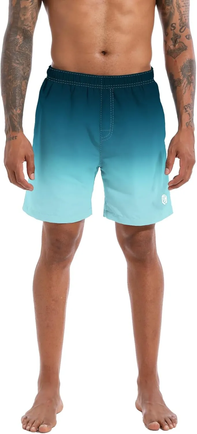 CHEXPEL Men's Swim Trunks Quick Dry Beach Shorts with Pockets and Compression Liner 7 Inch Inseam Bathing Suits