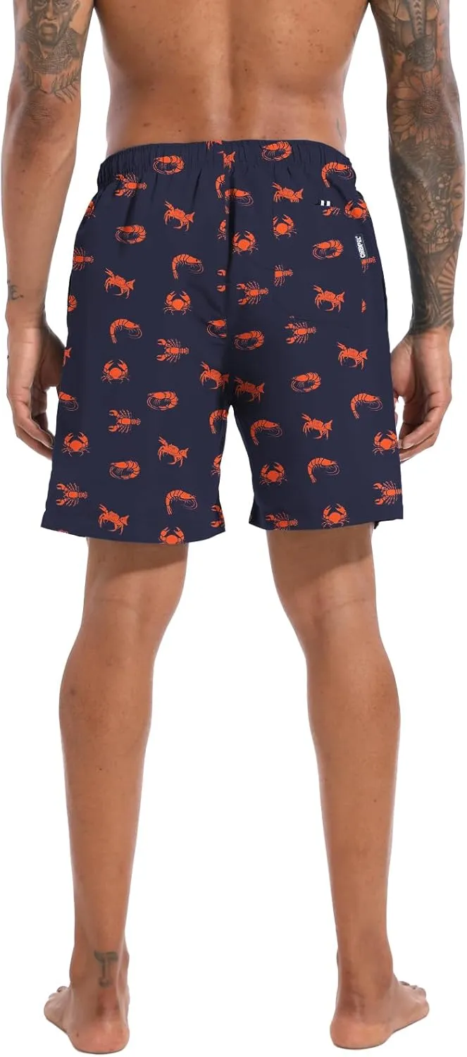 CHEXPEL Men's Swim Trunks Quick Dry Beach Shorts with Pockets and Compression Liner 7 Inch Inseam Bathing Suits