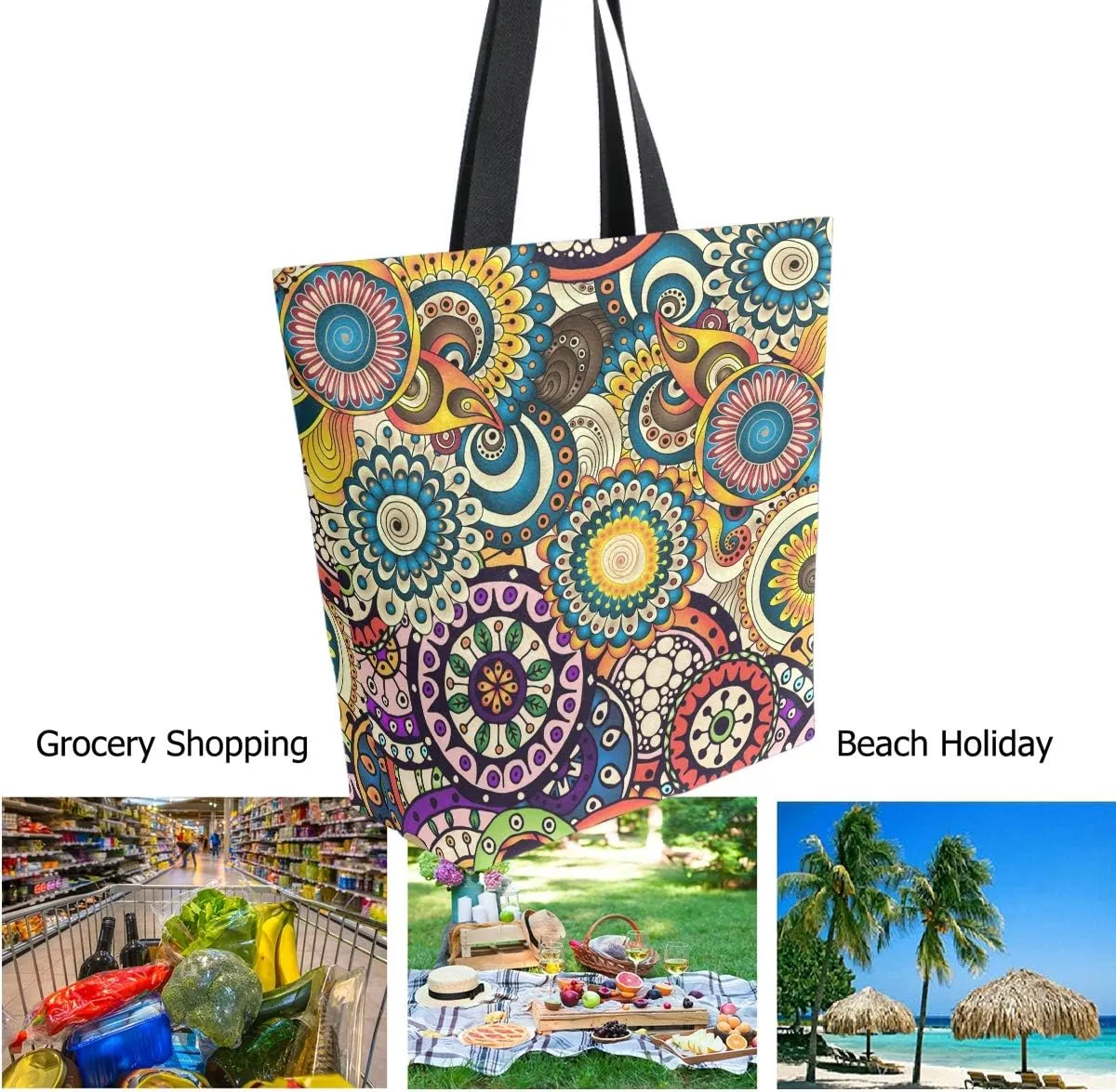 Chic Lifelike Pattern Extra Large Shoulder Tote Bag for Beach Travel Weekender Gym Grocery Shopping