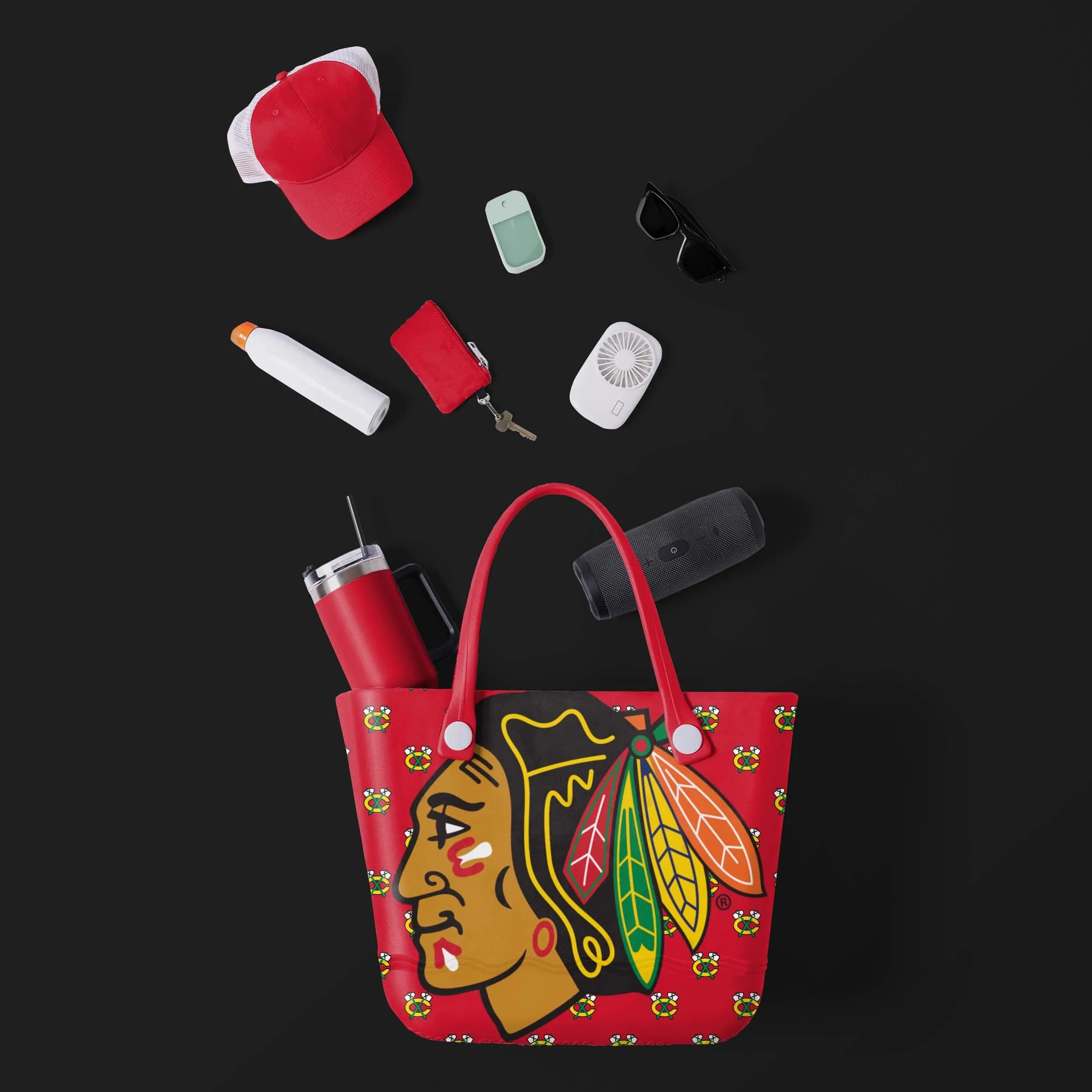 Chicago Blackhawks Big Logo Mini Print Tailgate Tote Bag