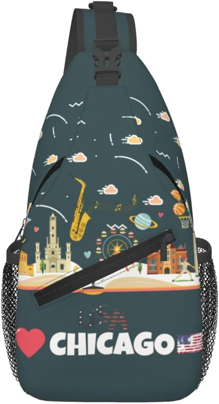 Chicago Crossbody Bag Chicago Flag Shoulder Bag Backpack Chicagoan Sling Bag Chicago Flag Chest Casual Daypack Bag